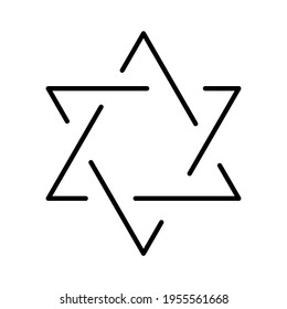 Star of David icon. Hand drawn element, vector illustration in black on a white background.