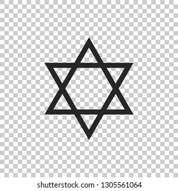 Star of David icon isolated on transparent background. Jewish religion symbol. Flat design. Vector Illustration