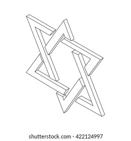 Star of David icon, isometric 3d