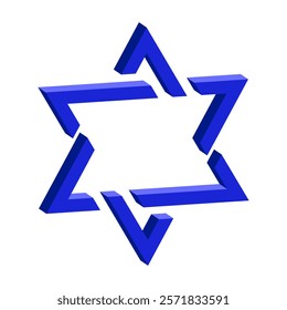 Star of David icon. Judaism isometric sign. Six pointed star. Vector isolated on white background.