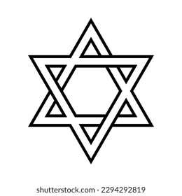 Star of David icon. Judaism sign. Six pointed star. Vector isolated on white background.