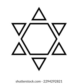 Star of David icon. Judaism sign. Six pointed star. Vector isolated on white background.