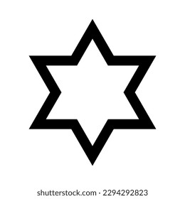 Star of David icon. Judaism sign. Six pointed star. Vector isolated on white background.