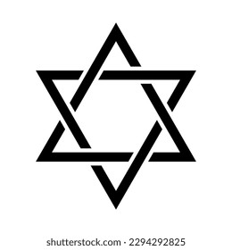 Star of David icon. Judaism sign. Six pointed star. Vector isolated on white background.