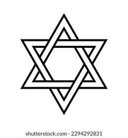 Star of David icon. Judaism sign. Six pointed star. Vector isolated on white background.