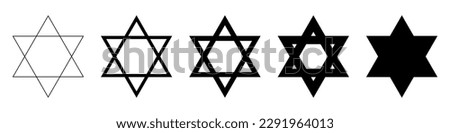 Star of David icon. Judaism sign. Six pointed star. Vector isolated on white background.