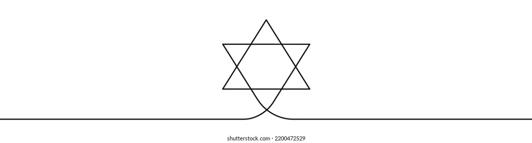 Star of David icon line continuous drawing vector. One line Star of David icon vector background. Star of David. Continuous outline of a Star of David icon.
