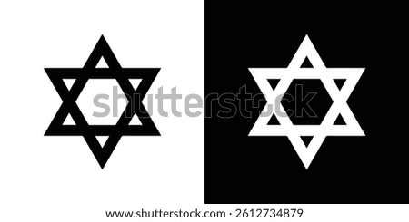 Star of David icon set. Black illustration isolated for graphic and web design