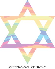 Star of David icon shape with rainbow color inside, Star of David  icon vector illustration.