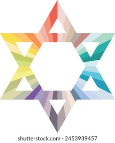 Star of David icon shape with rainbow color inside, Star of David  icon vector illustration.