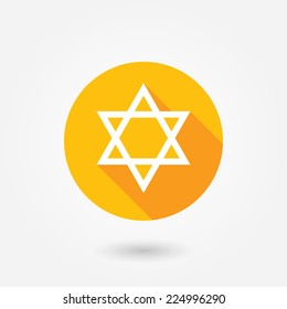 Star of David icon | sing | symbol. Flat design style with long shadow