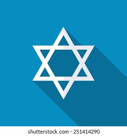 Star of David icon | sing | symbol. Flat design style with long shadow