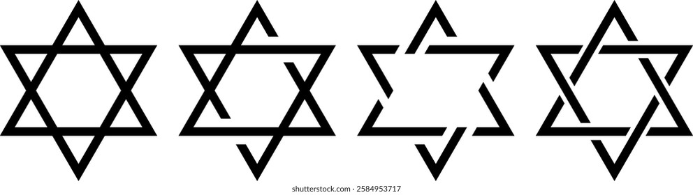 Star of David icon , Six point star, Jewish religious symbol flat vector illustration