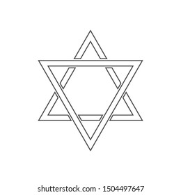 Star of David icon. Six pointed geometric star figure, generally recognized symbol of modern Jewish identity and Judaism Israel symbol