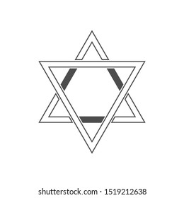 Star of David icon. Six pointed geometric star figure, generally recognized symbol of modern Jewish identity and Judaism Israel symbol