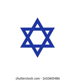 Star of David icon. Six-pointed symbol of the national flag of the state of Israel. Vector illustration.