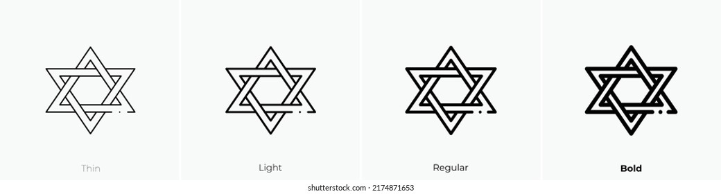 star of david icon. Thin, Light Regular And Bold style design isolated on white background