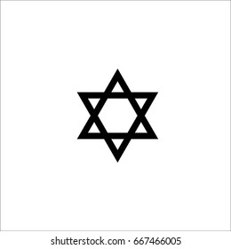 Star of David Icon Vector Illustration Symbol Israel Judaism Black White