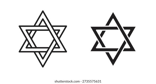 Star of David icons Concepts. black solid and line stroke designs for web and app use