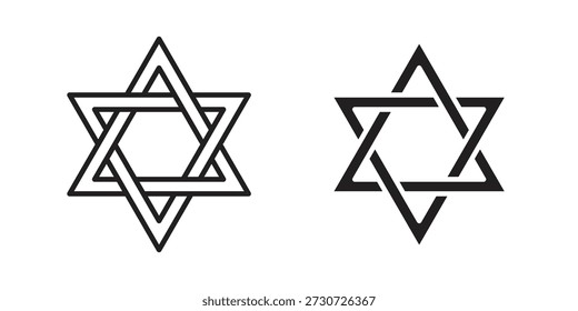 Star of David icons for design. Easily editable stroke. Modern flat design.