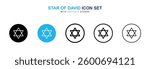 Star of david icons graphics set in black and blue colors