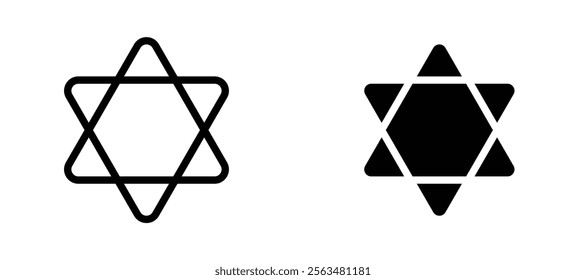 Star of David icons in outline and fill. vector illustration for ui.