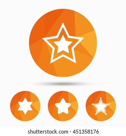 Star of David icons. Sheriff police sign. Symbol of Israel. Triangular low poly buttons with shadow. Vector