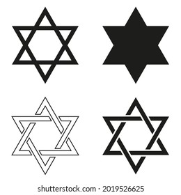 Star of david icons vector set. Jewish symbol. Isolated illustration on a white background. 