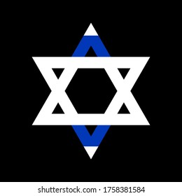 star of david, israel flag, isolated on black background
