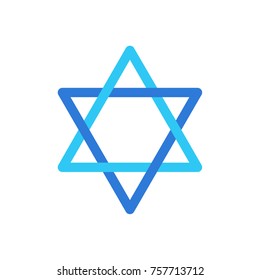 Star of David Israel symbol isolated white background David's star Jewish Holiday sign flag logo concept Israeli star sticker blue icon vector label Holiday Israel anniversary Independence Day 2024 IL