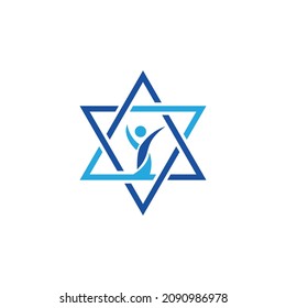 Star of David Jewish logo design template vector art design