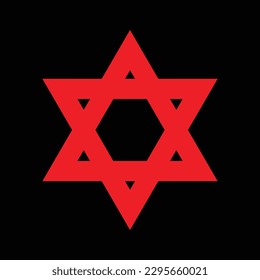 Star of David. Jewish religion symbol on black background . Vector illustration