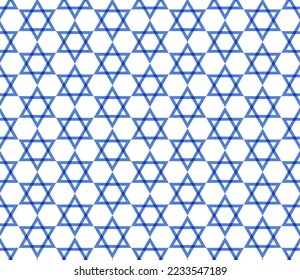 Star of David Jewish religious symbol vector seamless pattern graphic design. Hanukkah hebrew background print. Jewish identity and Judaism hexagram shape Star of David symbol. Endless pattern