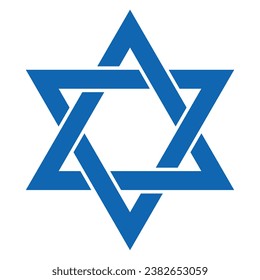 Star of David - Jewish star shape symbol, vector illustration of hexagram isolated on white background