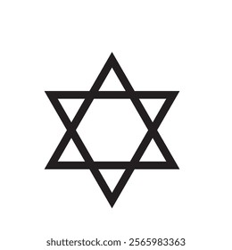 Star of David - Jewish star shape symbol, vector illustration of hexagram isolated on white background