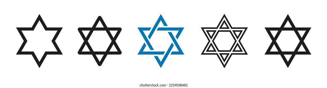 Star of David. Jewish symbol. Set of David's star vector icon.