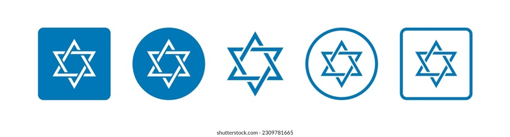 Star of David. Jewish symbol. Set of David's star vector icon.