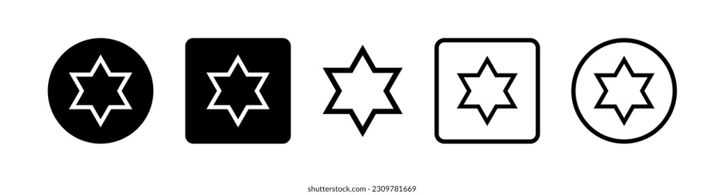 Star of David. Jewish symbol. Set of David's star vector icon.