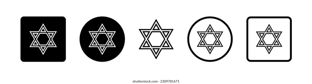 Star of David. Jewish symbol. Set of David's star vector icon.