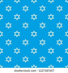 Star david judaism pattern vector seamless blue repeat for any use