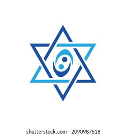 Star of David Judaism religious community logo template vector art