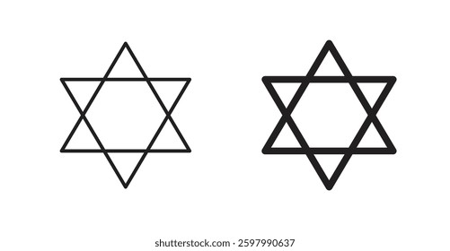 Star of david line icon vector set.