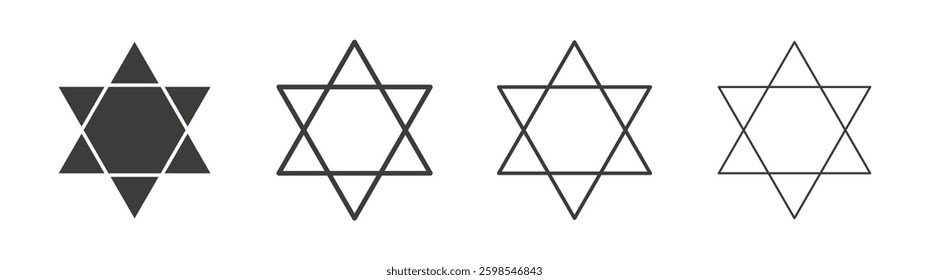 Star of david line icon vector illustration set.