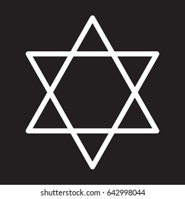 Star of David line icon, white outline sign, vector illustration