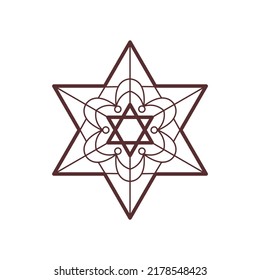 Star of David logo. Jewish Religion sign line art. Symmetry decorative element. Vector illustration