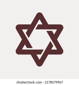 Logo de Star of David. Signo de religión judía. Elemento de diseño decorativo simétrico. Ilustración del vector