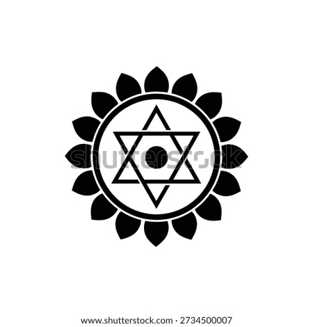 Star of David Mandala Symbol with Lotus Petal Design