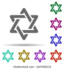 Star of david in multi color style icon. Simple glyph, flat vector of world religiosity icons for ui and ux, website or mobile application