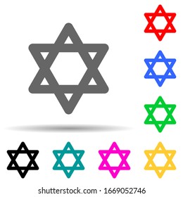 star of David multi color style icon. Simple thin line, outline vector of web icons for ui and ux, website or mobile application