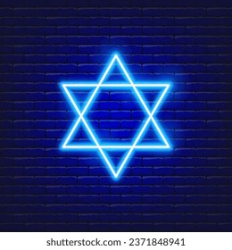 Star of David neon icon. Vector illustration. Stand with Israel